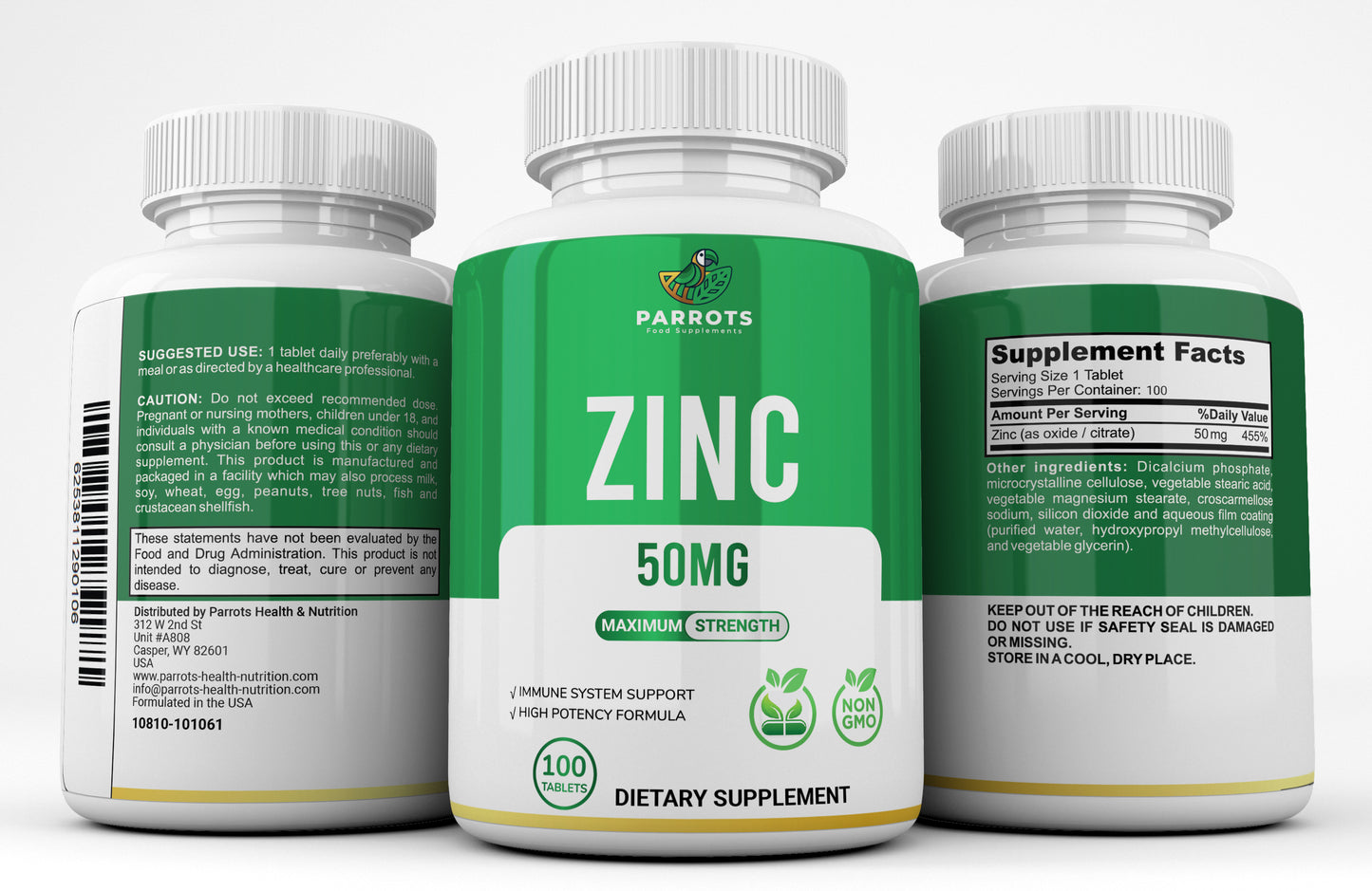 Parrots Zinc 50 mg 100 Tablets