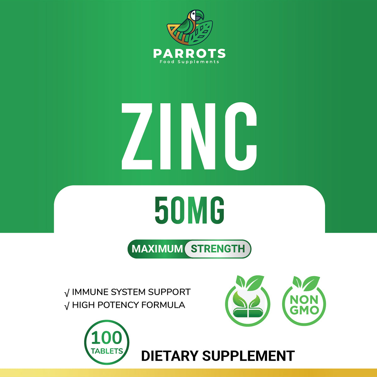 Parrots Zinc 50 mg 100 Tablets