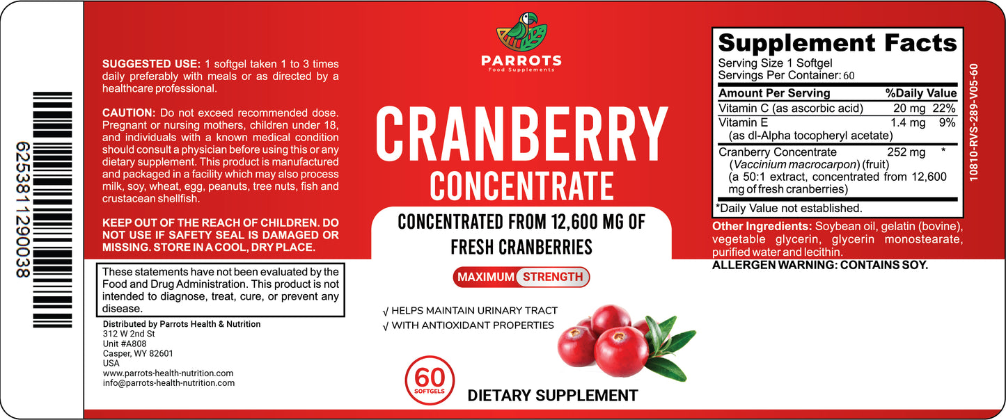 Cranberry Concentrate 60 Softegels