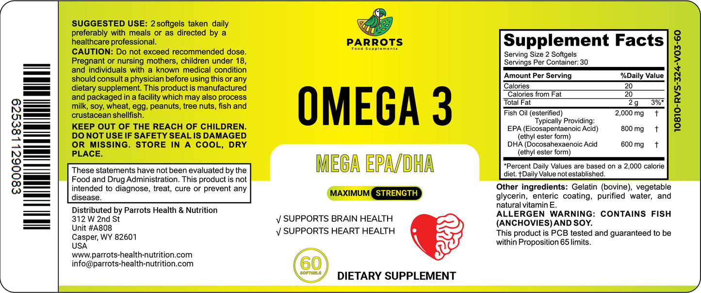 Omega 3 mega EPA/DHA 60 Softgel Capsules